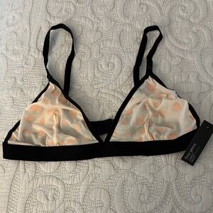 NWT Free Press Bralette black with pink hearts size Small